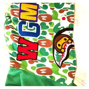 **RARE APPLE GREEN BAPE SHARK HOODIE**